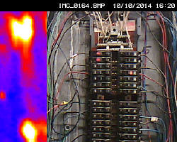 Thermal imaging camera screen showing hot spots